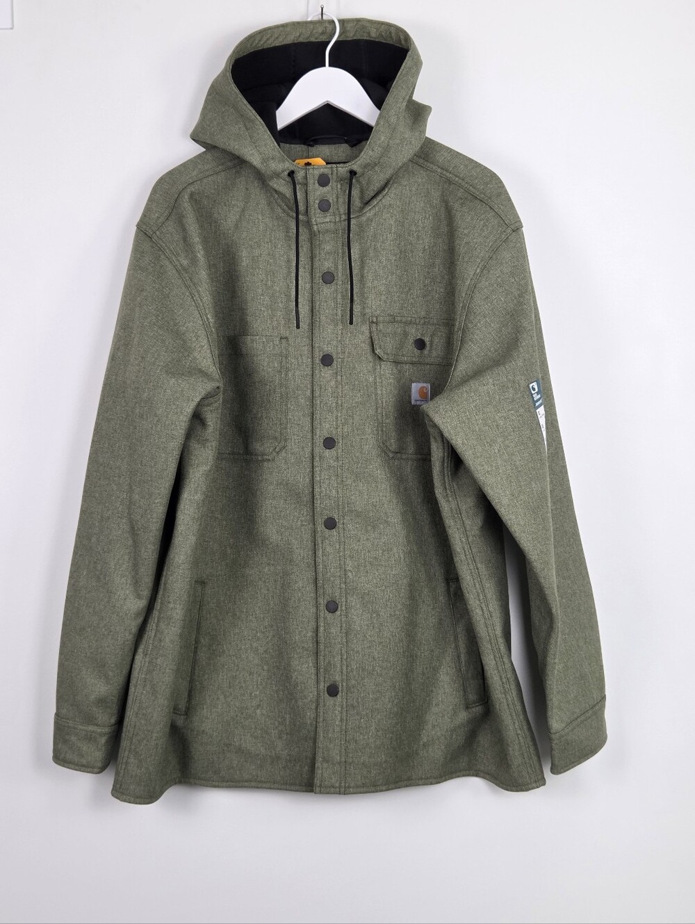 Carhartt Rain Defender Men's Hoodie Green Snap Front Fleece Lined Jacket XL - Picture 2 of 13